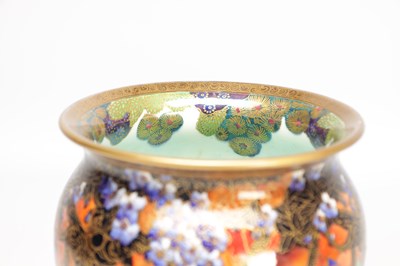 Lot 691 - AN EARLY 20TH CENTURY WEDGWOOD FAIRYLAND LUSTRE VASE IN THE IMPS ON A BRIDGE PATTERN Z5481