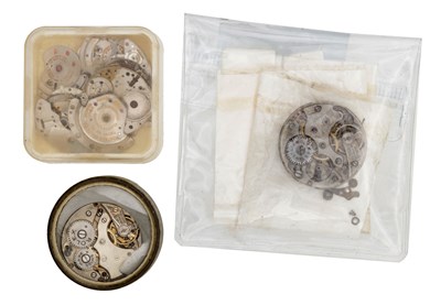 Lot 334 - A ROLEX WRIST WATCH MOVEMENT AND ROLEX AUTOMATIC PARTS