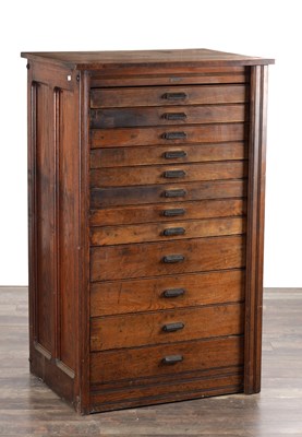 Lot 1582 - AN EARLY 20TH CENTURY OAK FILING CABINET BY H. W. CASLON