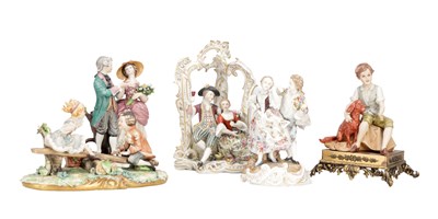 Lot 596 - A COLLECTION OF FIVE CONTINENTAL PORCELAIN FIGURE GROUPS