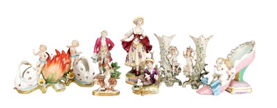 Lot 663 - A COLLECTION OF NINE CONTINENTAL PORCELAIN FIGURES AND FIGURE GROUPS