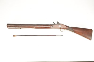 Lot 835 - AN 18TH CENTURY ENGLISH FLINTLOCK BLUNDERBUSS BY WHELLER