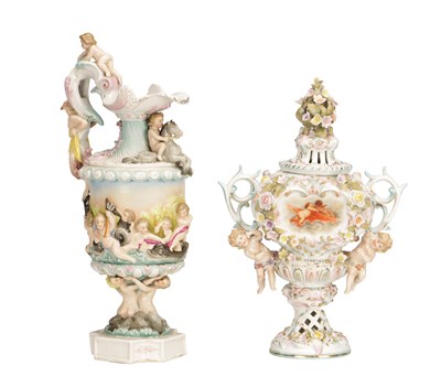 Lot 609 - TWO LATE 19TH CENTURY CONTINENTAL PORCELAIN FIGURAL ORNAMENTS