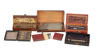 Lot 1262 - A COLLECTION OF SIX CASED WATCHMAKERS' TOOLS