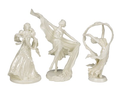 Lot 573 - A COLLECTION OF THREE ROYAL WORCESTER PEARL LUSTRE FIGURES