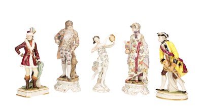 Lot 641 - A COLLECTION OF FIVE LATE 19TH CENTURY CONTINENTAL PORCELAIN FIGURES