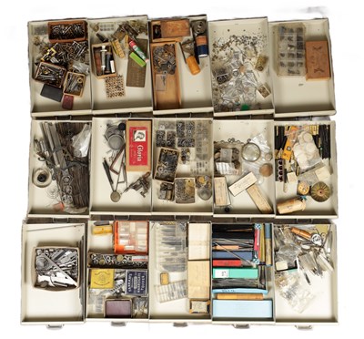 Lot 1185 - A LARGE COLLECTION OF WATCH AND CLOCKMAKERS' TOOLS AND PARTS
