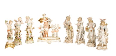 Lot 599 - A COLLECTION OF EIGHT LATE 19TH CENTURY CONTINENTAL PORCELAIN FIGURES