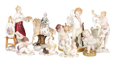 Lot 580 - A COLLECTION OF SEVEN CONTINENTAL PORCELAIN FIGURE GROUPS