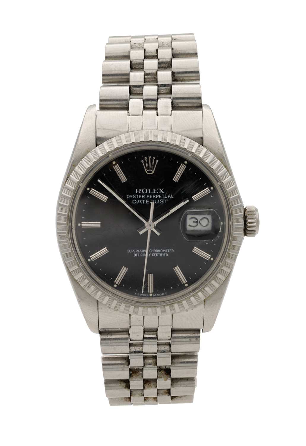 Lot 316 - A GENTLEMAN'S ROLEX STAINLESS STEEL OYSTER PERPETUAL DATEJUST AUTOMATIC WRISTWATCH