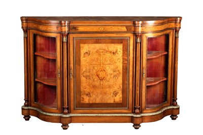 Lot 1574 - A VICTORIAN BURR WALNUT, MARQUETRY AND ORMOLU MOUNTED CREDENZA