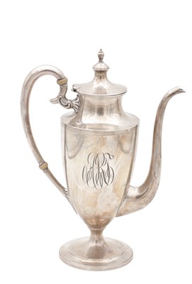 Lot 107 - A 19TH CENTURY STERLING SILVER COFFEE POT