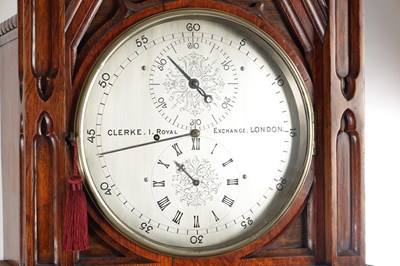 Lot 1351 - CLERKE, 1 ROYAL EXCHANGE, LONDON. A FINE CARVED OAK GOTHIC STYLE REGULATOR LONGCASE CLOCK IN THE MANNER OF PUGIN