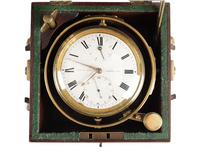 Lot 1349 - CHARLES JOHN COPE, RATHBONE PLACE, LONDON A RARE EARLY 19TH CENTURY EIGHT-DAY MARINE CHRONOMETER WITH ENAMEL DIAL