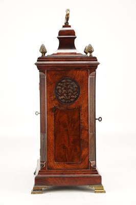 Lot 1187 - JOHN JARVIS, ST. JAMES STREET, LONDON. AN ENGLISH GEORGE III FLAMED MAHOGANY EIGHT-DAY BELL TOP VERGE BRACKET CLOCK