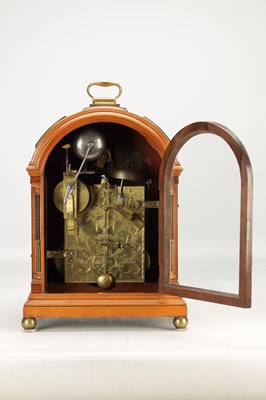 Lot 1233 - PETER PRESTIOT, LONDON AN IMPRESSIVE GEORGE III FIGURED SATINWOOD AND ROSEWOOD CROSS-BANDED MUSICAL BRACKET CLOCK