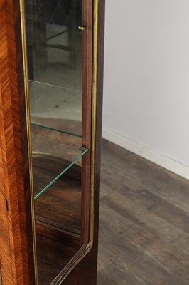 Lot 1555 - A 19TH CENTURY FRENCH ORMOLU MOUNTED KINGWOOD VITRINE WITH VERNIS MARTIN PANEL