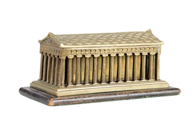 Lot 1075 - A BRONZE ARCHITECTURAL MODEL OF A TEMPLE