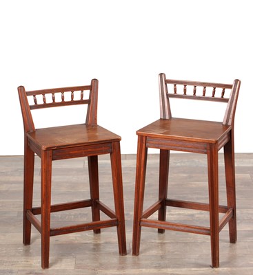 Lot 1616 - A PAIR OF LATE 19TH CENTURY WALNUT LOW-BACK STOOLS