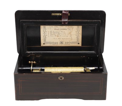 Lot 1462 - A LATE 19TH CENTURY SWISS ROSEWOOD CYLINDER MUSIC BOX