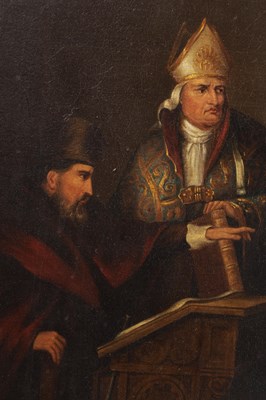 Lot 924 - A 19TH CENTURY OIL ON CANVAS PAINTING THE TRIBUNAL OF THE HOLY OFFICE OF THE INQUISITION