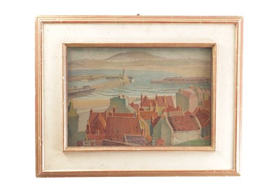 Lot 920 - A 20TH CENTURY WATERCOLOUR VIEW OF SCARBOROUGH HARBOUR