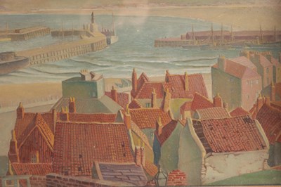 Lot 920 - HARRY EPWORTH ALLEN BRITISH (1894 - 1958) A 20TH CENTURY WATERCOLOUR VIEW OF SCARBOROUGH HARBOUR