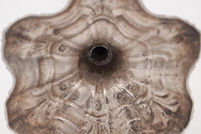 Lot 19 - A FINE PAIR OF GEORGE III ENGLISH CAST SILVER CANDLESTICKS BY EBENEZER COKER