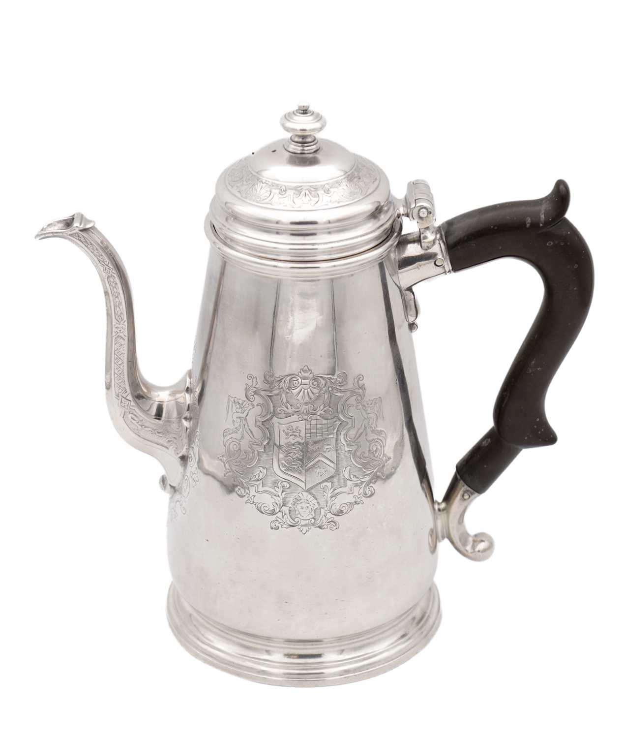 Lot 24 - A GEORGE II ENGLISH SILVER COFFEE POT