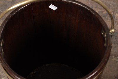 Lot 1519 - A PAIR OF GEORGE III MAHOGANY BRASS BOUND PEAT BUCKETS