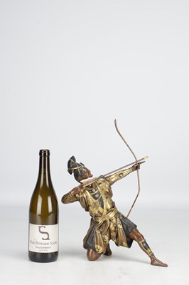 Lot 787 - A FINE LATE 19TH CENTURY JAPANESE MEIJI PERIOD BRONZE AND MIXED METAL SAMURAI ARCHER