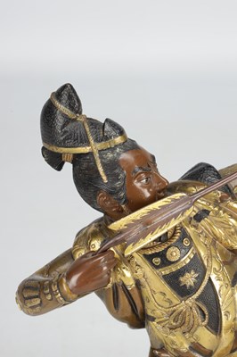 Lot 787 - A FINE LATE 19TH CENTURY JAPANESE MEIJI PERIOD BRONZE AND MIXED METAL SAMURAI ARCHER