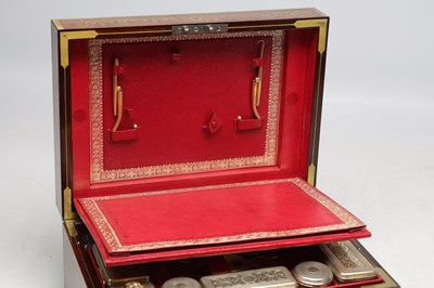 Lot 1386 - ASPREY OF LONDON A ROSEWOOD AND BRASS BOUND DRESSING CASE WITH SILVER GILT FITTINGS