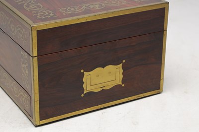 Lot 1386 - ASPREY OF LONDON A ROSEWOOD AND BRASS BOUND DRESSING CASE WITH SILVER GILT FITTINGS