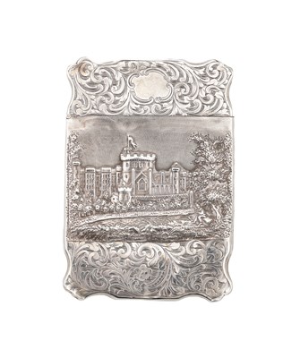 Lot 79 - A VICTORIAN ENGLISH SILVER CARD CASE WITH CASTLE VIEW