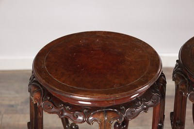 Lot 746 - A PAIR OF 19TH CENTURY CHINESE HARDWOOD JARDINIERE STANDS