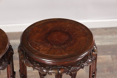 Lot 746 - A PAIR OF 19TH CENTURY CHINESE HARDWOOD JARDINIERE STANDS