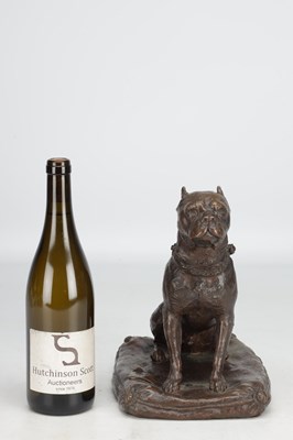 Lot 1032 - A LATE 19TH CENTURY FRENCH PATINATED BRONZE BULLDOG ON A CUSHION