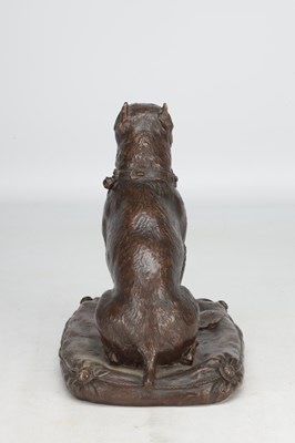 Lot 1032 - A LATE 19TH CENTURY FRENCH PATINATED BRONZE BULLDOG ON A CUSHION