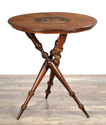 Lot 1500 - A 19TH CENTURY ITALIAN WALNUT AND MARQUETRY SORRENTO TABLE