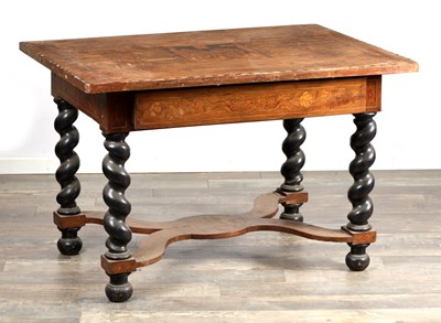 Lot 1659 - A LATE 19TH CENTURY CONTINENTAL WALNUT AND EBONISED CENTRE TABLE