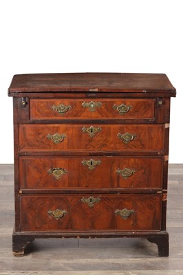 Lot 1606 - AN EARLY 18TH CENTURY FIGURED WALNUT BACHELOR'S CHEST