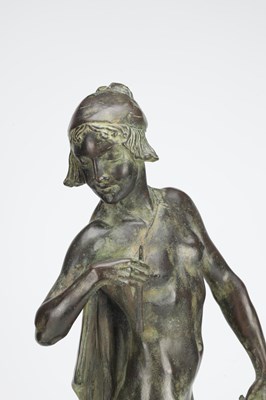 Lot 1046 - GILBERT WILLIAM BAYES A PATINATED BRONZE FIGURE THE GOOSE GIRL DATED 1942