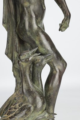 Lot 1046 - GILBERT WILLIAM BAYES A PATINATED BRONZE FIGURE THE GOOSE GIRL DATED 1942