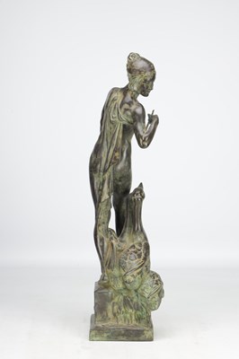 Lot 1046 - GILBERT WILLIAM BAYES A PATINATED BRONZE FIGURE THE GOOSE GIRL DATED 1942