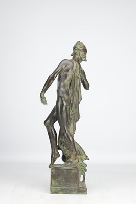 Lot 1046 - GILBERT WILLIAM BAYES A PATINATED BRONZE FIGURE THE GOOSE GIRL DATED 1942