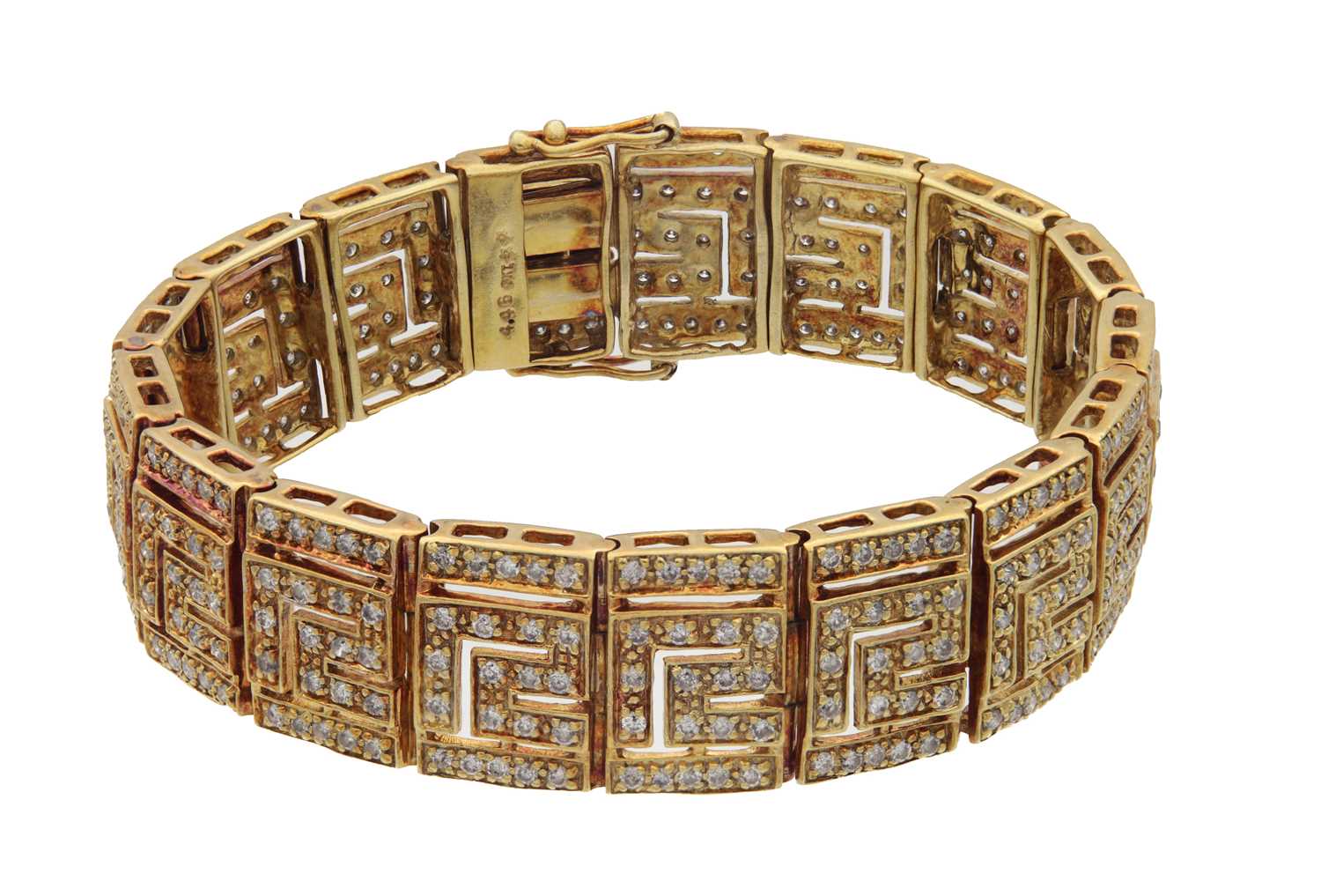 Lot 153 - A 9CT YELLOW GOLD AND DIAMOND GEOMETRIC BRACELET
