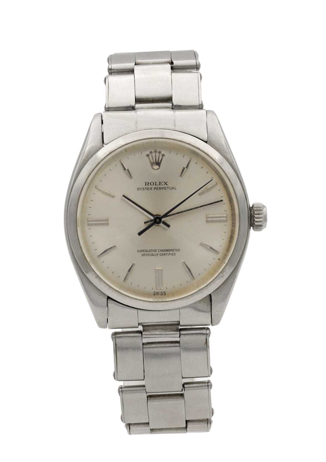 Lot 496 - A VINTAGE ROLEX STAINLESS STEEL OYSTER PERPETUAL WRIST WATCH