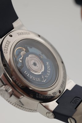Lot 410 - A GENTLEMAN'S STAINLESS STEEL ULYSSE NARDIN MAXI MARINE BLUE WAVE AUTOMATIC WRIST WATCH