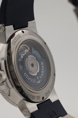 Lot 410 - A GENTLEMAN'S STAINLESS STEEL ULYSSE NARDIN MAXI MARINE BLUE WAVE AUTOMATIC WRIST WATCH